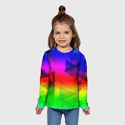 Лонгслив детский Неоновая геометрия градиент, цвет: 3D-принт — фото 2