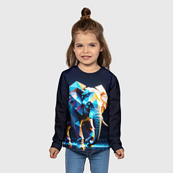 Лонгслив детский Большой полигональный слон, цвет: 3D-принт — фото 2
