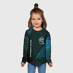 Лонгслив детский Stumble Guys glitch blue, цвет: 3D-принт — фото 2