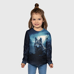 Лонгслив детский Волк ночью, цвет: 3D-принт — фото 2