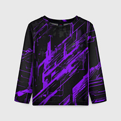 Лонгслив детский Purple stripes on a black background, цвет: 3D-принт