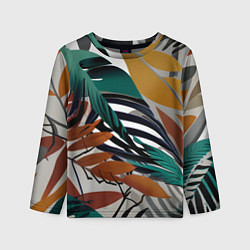 Детский лонгслив Полоски листья