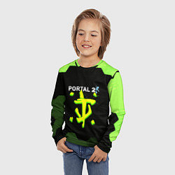 Лонгслив детский Doom x portal 2 зелёные соты, цвет: 3D-принт — фото 2