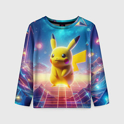 Лонгслив детский Funny Pikachu - vaporwave, цвет: 3D-принт