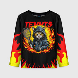 Лонгслив детский Кот теннисист, цвет: 3D-принт