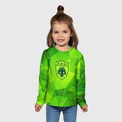 Лонгслив детский AEK Athens green poly, цвет: 3D-принт — фото 2