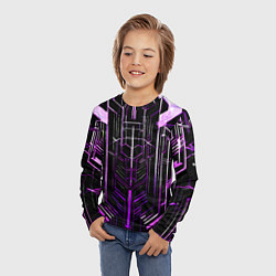 Лонгслив детский Purple lines on a black background, цвет: 3D-принт — фото 2