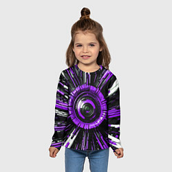 Лонгслив детский Чёрно-фиолетовая сфера киберпанк, цвет: 3D-принт — фото 2