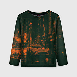 Лонгслив детский Спорткар в оранжево-зелёных тенях, цвет: 3D-принт