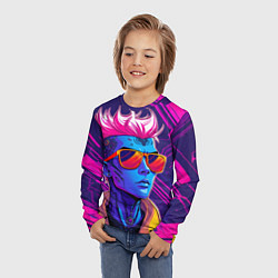 Лонгслив детский Неоновый панк, цвет: 3D-принт — фото 2