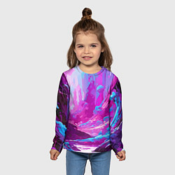 Лонгслив детский Фиолетовая кислотная абстракция, цвет: 3D-принт — фото 2