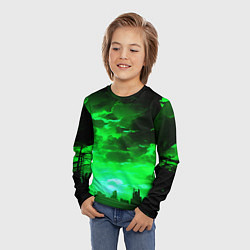 Лонгслив детский Кислотный зелёный закат, цвет: 3D-принт — фото 2