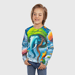 Лонгслив детский Сюрреализм со слоном и рыбами - нейроарт фантазия, цвет: 3D-принт — фото 2