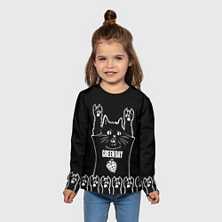 Лонгслив детский Green Day: cat rock, цвет: 3D-принт — фото 2