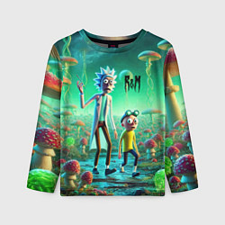 Лонгслив детский Рик и Морти изучают планету мухоморов - нейроарт ф, цвет: 3D-принт