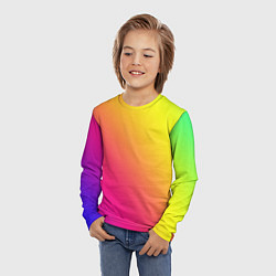 Лонгслив детский Градиент зелёно-фиолетовый насыщенный, цвет: 3D-принт — фото 2