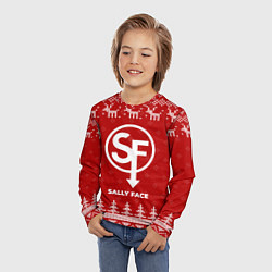 Лонгслив детский Новогодний Sally Face с оленями, цвет: 3D-принт — фото 2