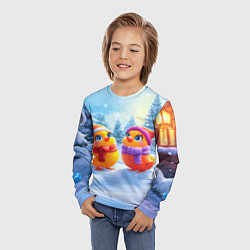 Лонгслив детский Радостные новогодние птички, цвет: 3D-принт — фото 2