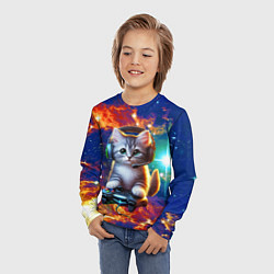 Лонгслив детский Удивительный мир котёнка игромана, цвет: 3D-принт — фото 2