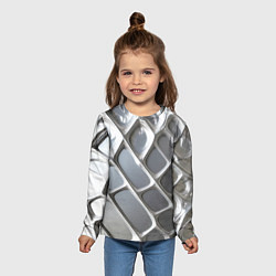 Лонгслив детский Полированный металл серебряный, цвет: 3D-принт — фото 2