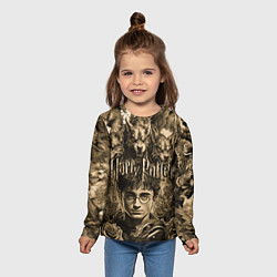 Лонгслив детский Гарри Поттер и волшебные существа в стиле тату, цвет: 3D-принт — фото 2