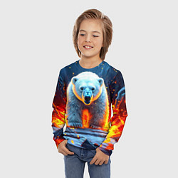 Лонгслив детский Белый медведь в огне, цвет: 3D-принт — фото 2