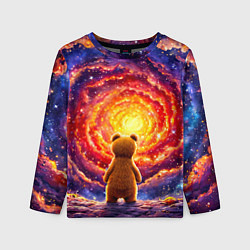 Лонгслив детский Медвежонок смотрит в космос, цвет: 3D-принт