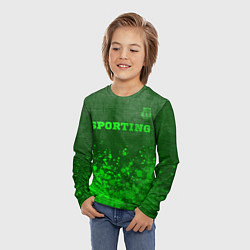 Лонгслив детский Sporting - green gradient посередине, цвет: 3D-принт — фото 2
