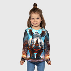 Лонгслив детский Носорог в лучах, цвет: 3D-принт — фото 2