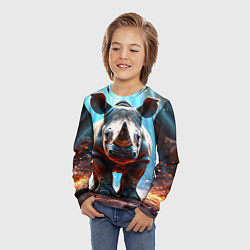 Лонгслив детский Носорог в лучах, цвет: 3D-принт — фото 2