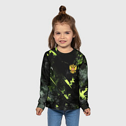 Лонгслив детский Зеленая краска в виде камуфляжа, цвет: 3D-принт — фото 2