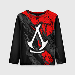Лонгслив детский Assassins creed: shadows - белый логотип, цвет: 3D-принт