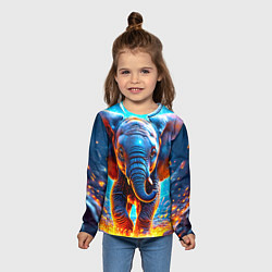 Лонгслив детский Слон и искры под ногами, цвет: 3D-принт — фото 2