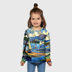 Лонгслив детский Средиземноморский пейзаж, цвет: 3D-принт — фото 2