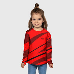 Лонгслив детский Sport красный с чёрным полосами, цвет: 3D-принт — фото 2