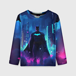 Лонгслив детский Бэтмен неоновый город, цвет: 3D-принт