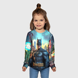 Лонгслив детский Бэтмен неоновый город, цвет: 3D-принт — фото 2