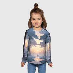 Лонгслив детский В лесу на закате, цвет: 3D-принт — фото 2