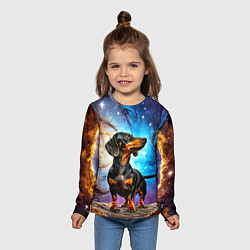 Лонгслив детский Такса в космосе, цвет: 3D-принт — фото 2