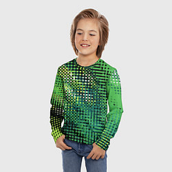 Лонгслив детский Чёрно-зелёный абстракция, цвет: 3D-принт — фото 2