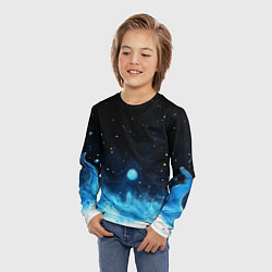 Лонгслив детский Синяя светящееся краска, цвет: 3D-принт — фото 2