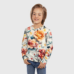 Лонгслив детский Паттерн с переплетением цветов, цвет: 3D-принт — фото 2