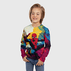 Лонгслив детский Человек паук висит на паутине, цвет: 3D-принт — фото 2