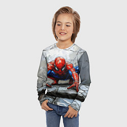 Лонгслив детский Человек-паук палзет на стене, цвет: 3D-принт — фото 2
