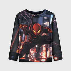 Лонгслив детский Человек паук в черном, цвет: 3D-принт