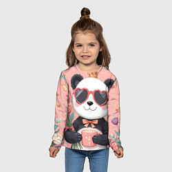 Лонгслив детский Панда с поздравлениями и с цветами, цвет: 3D-принт — фото 2