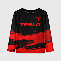 Лонгслив детский Tesla - red gradient посередине, цвет: 3D-принт
