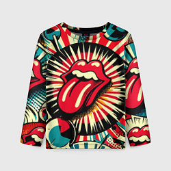 Лонгслив детский Logo of the Rolling Stones - pop art, цвет: 3D-принт