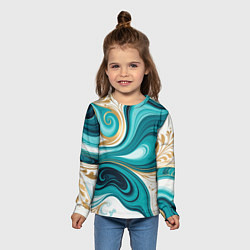 Лонгслив детский Бирюза и золото, цвет: 3D-принт — фото 2
