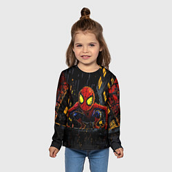 Лонгслив детский Маленький человек-паук с желтыми глазами, цвет: 3D-принт — фото 2